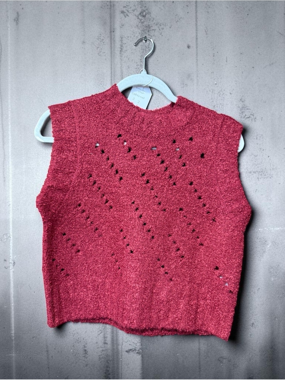 Sleeveless Textured Knit Top - Cabernet